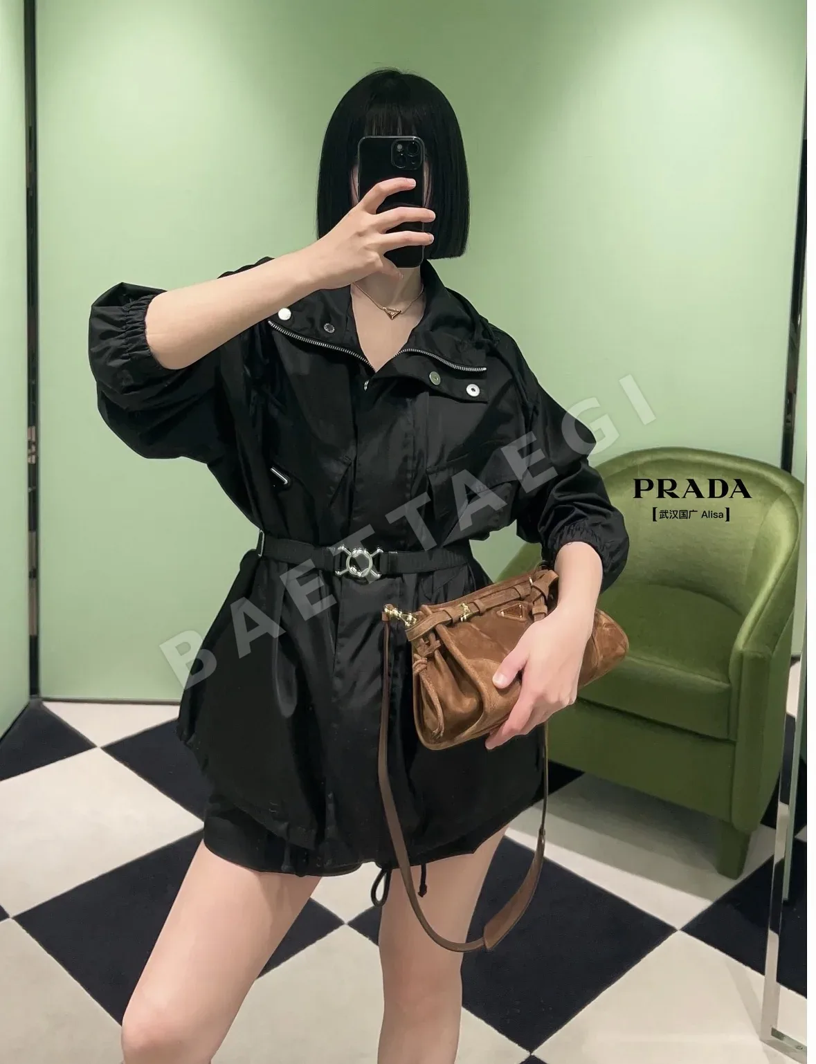 프라다 후드 허리 조절 여성 자켓 상세 이미지 8