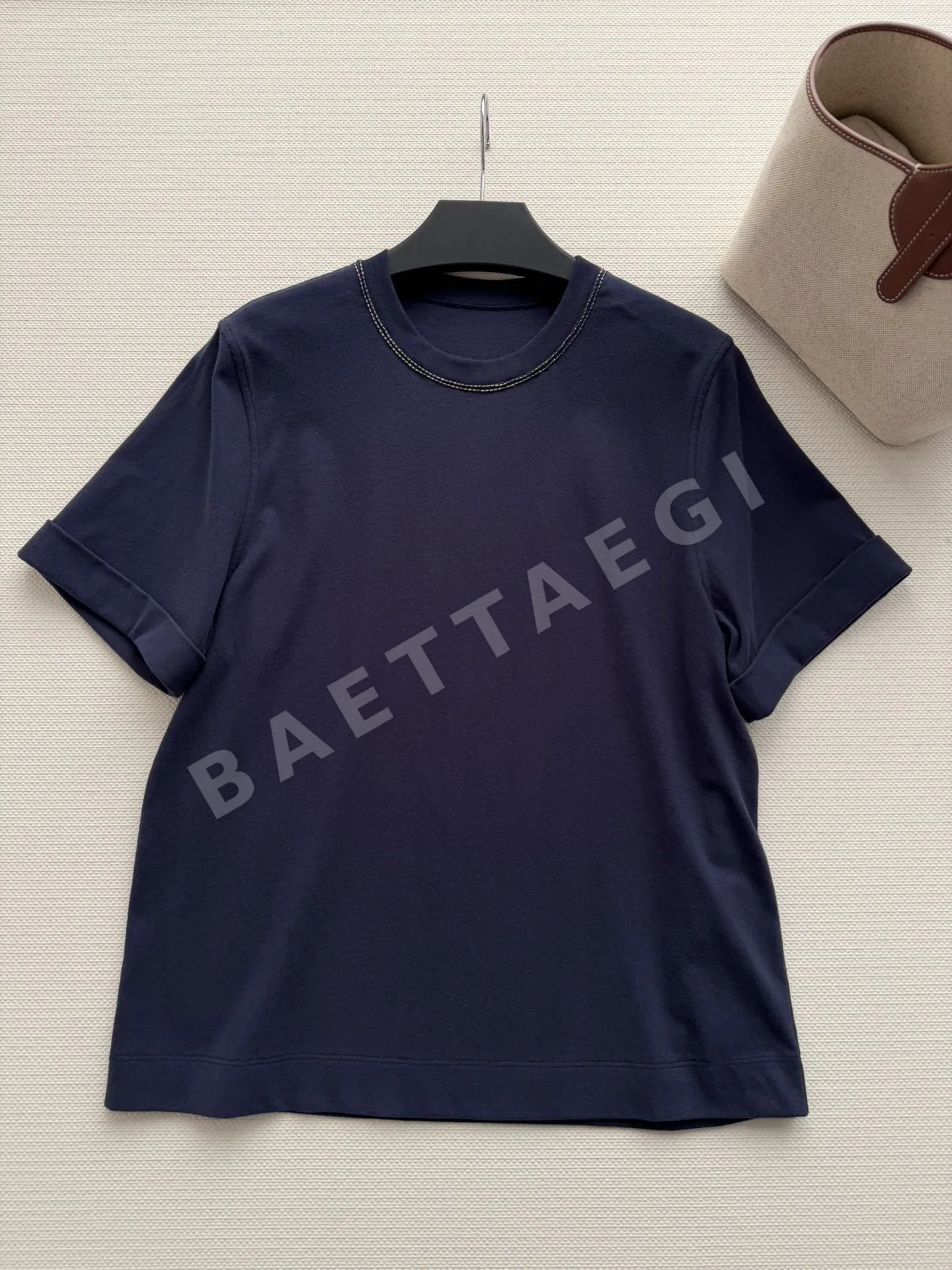브루넬로쿠치넬리 오버핏 크루넥 코튼 반팔 티셔츠 상세 이미지 3