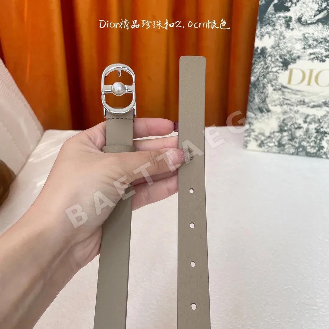디올 진주 버클 가죽 벨트 상세 이미지 4