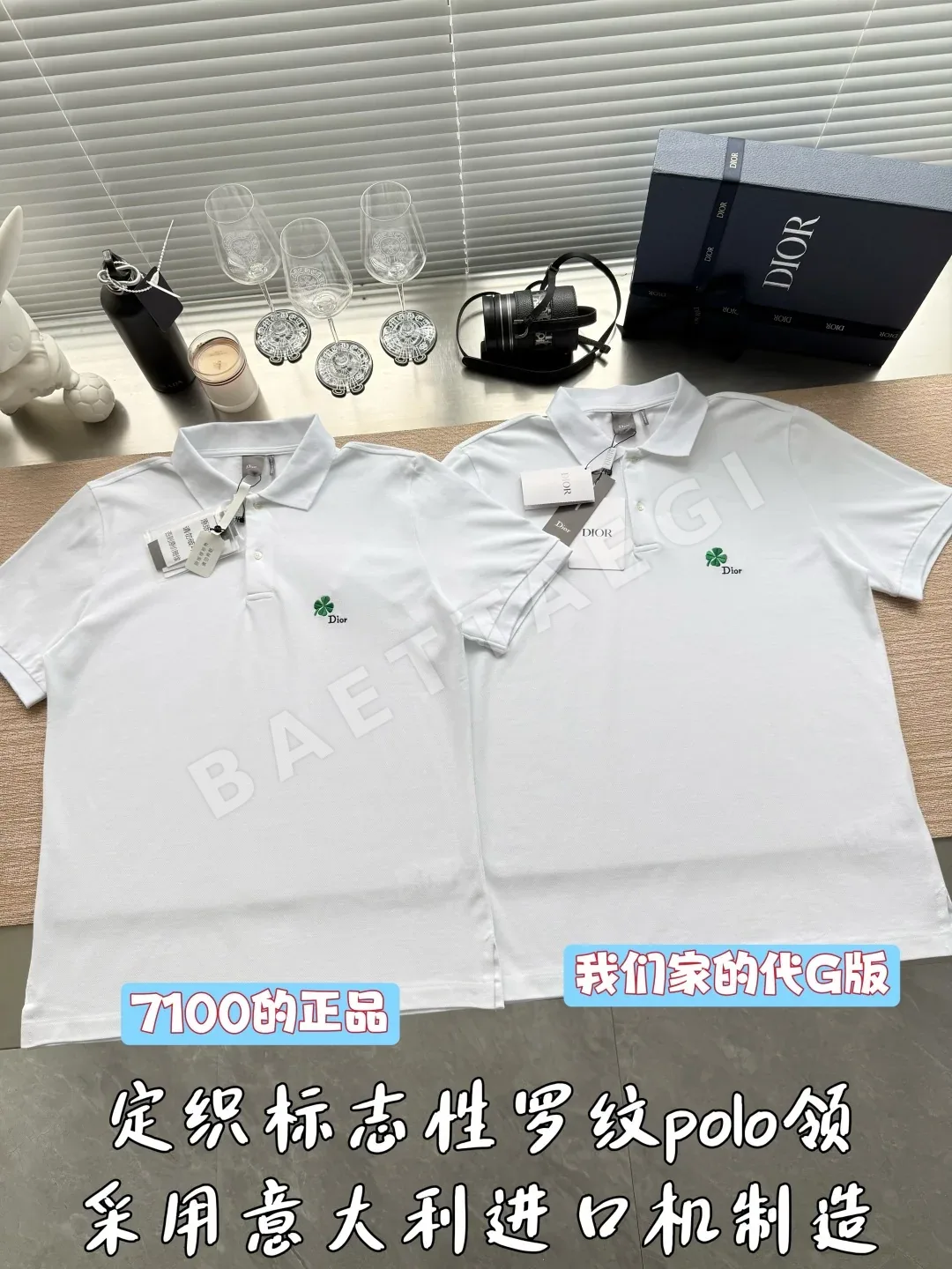 디올 네잎클로버 자수 카라 반팔 티셔츠 상세 이미지 2