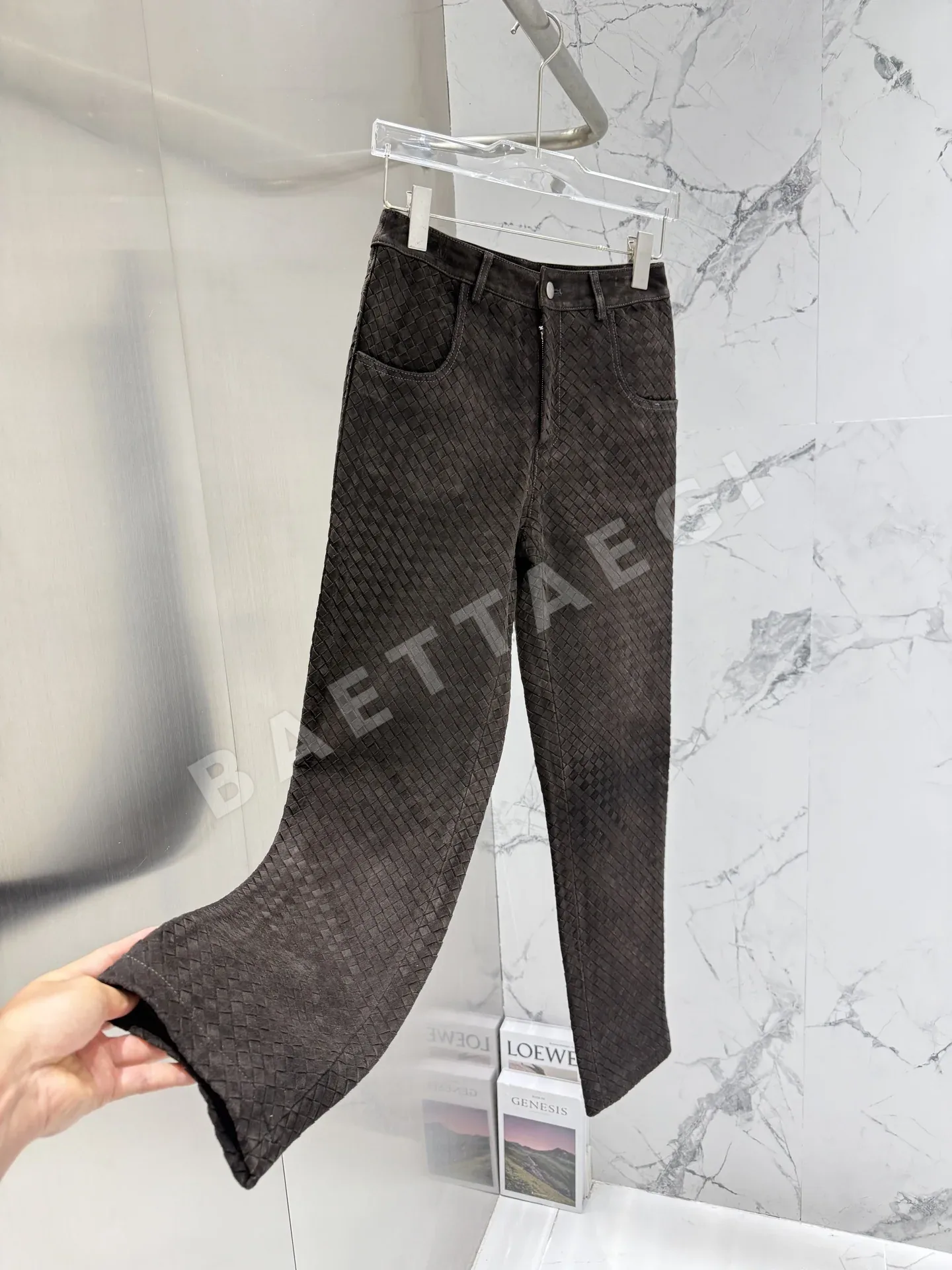 보테가베네타 램스킨 와이드 레그 여성 바지 상세 이미지 2