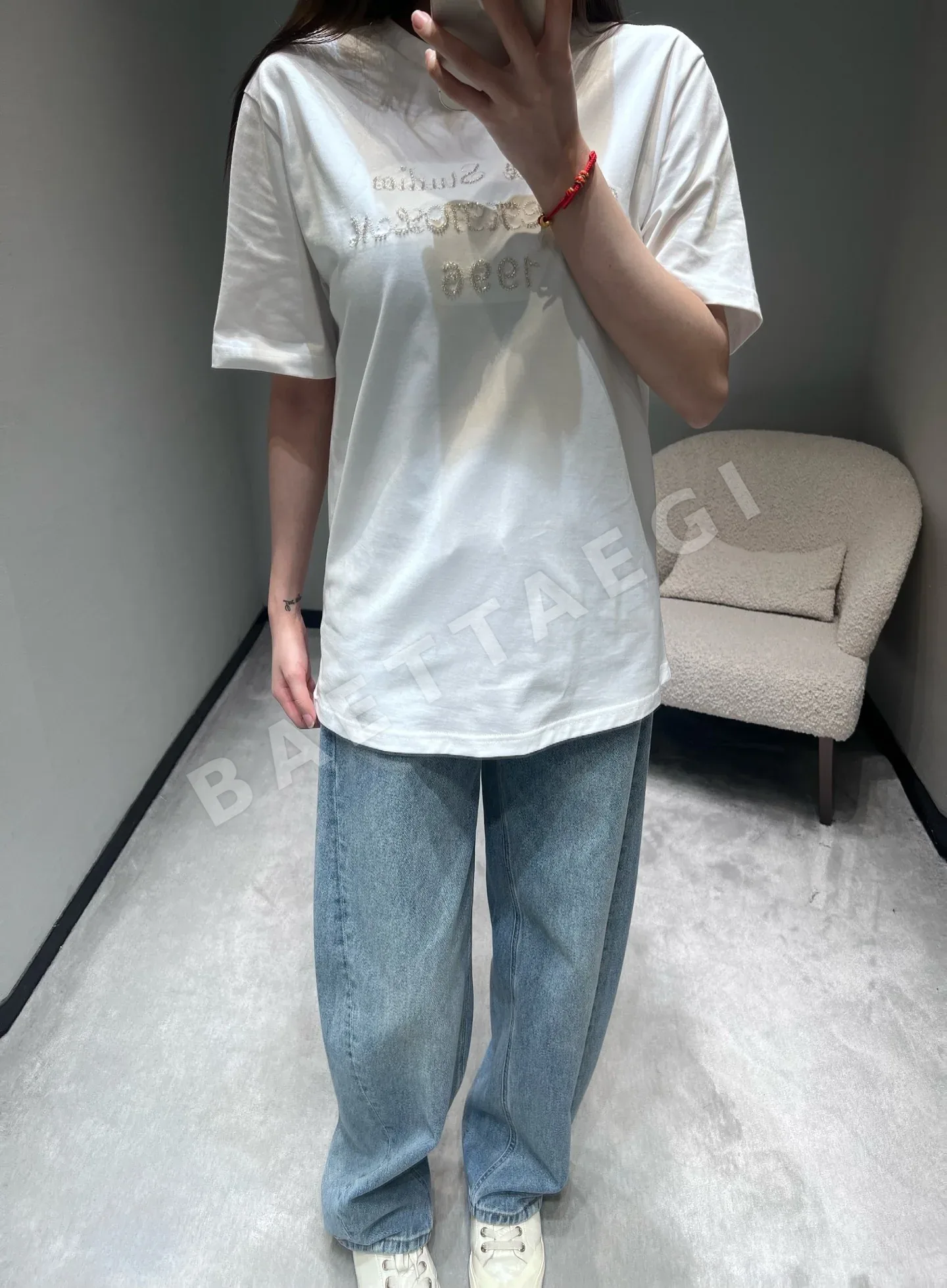 디올 레터 장식 반팔 티셔츠 상세 이미지 5
