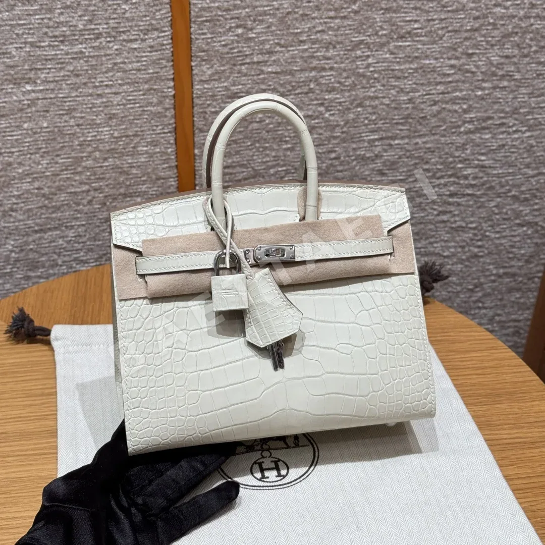 에르메스 버킨 20 cm 매트 악어 가죽 가방 144460