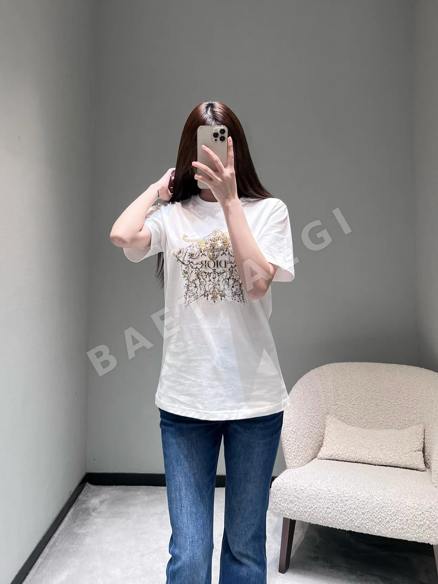 디올 스타버스트 라인스톤 반팔 티셔츠 상세 이미지 3