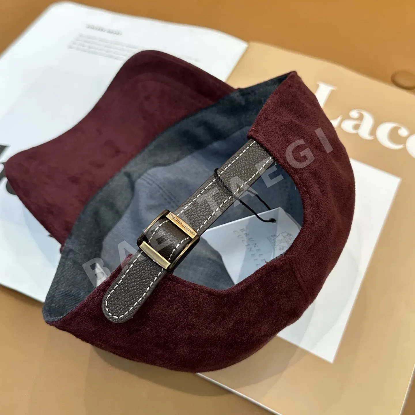 브루넬로쿠치넬리 가죽 스웨이드 베이스볼 캡 상세 이미지 3
