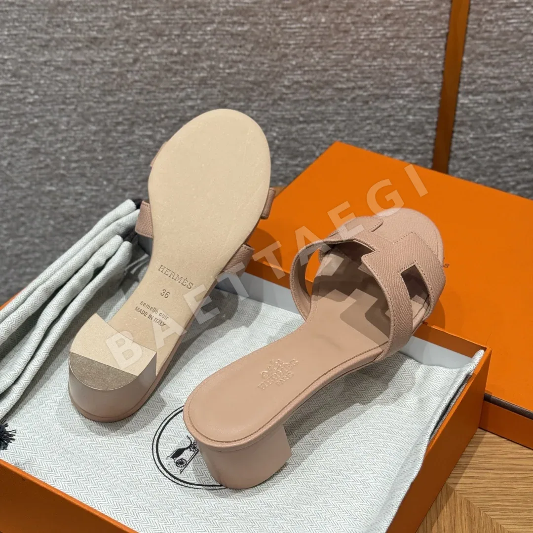 에르메스 오아시스 샌들 베이지 가죽 하이힐 상세 이미지 9