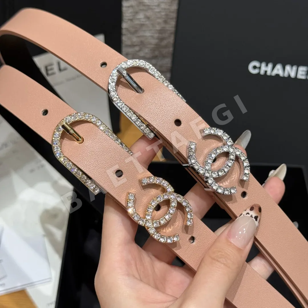 샤넬 크리스탈 더블 C 로고 가죽 벨트 상세 이미지 2