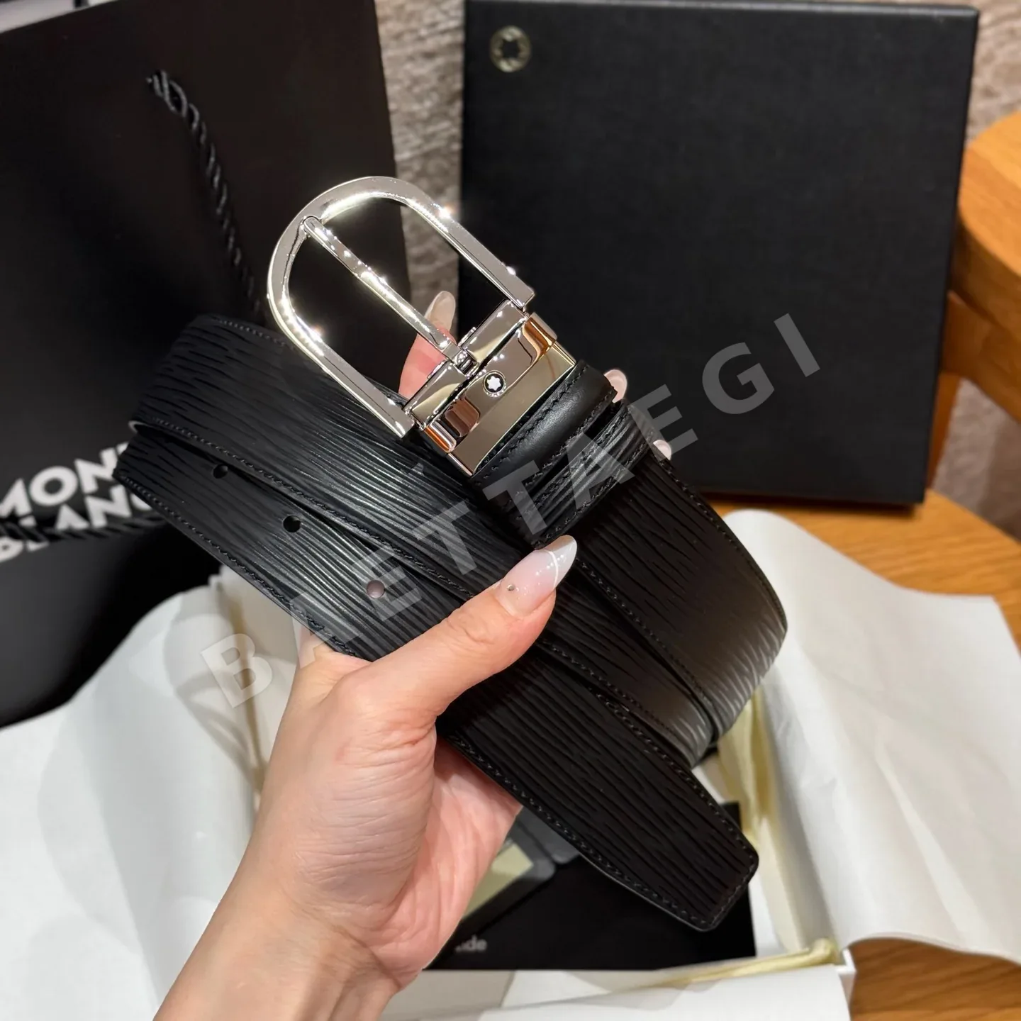 몽블랑 양면 가죽 벨트 상세 이미지 2