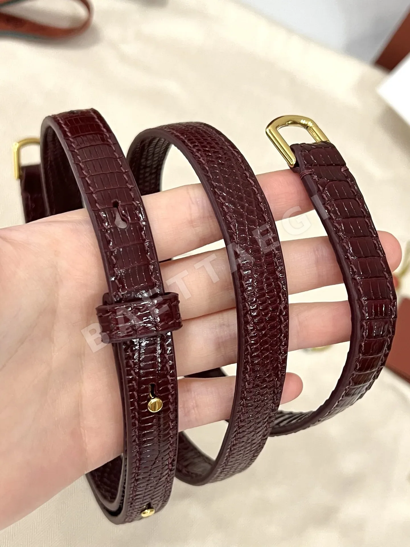 로로피아나 대나무 직조 도마뱀 가죽 핸드백 상세 이미지 9