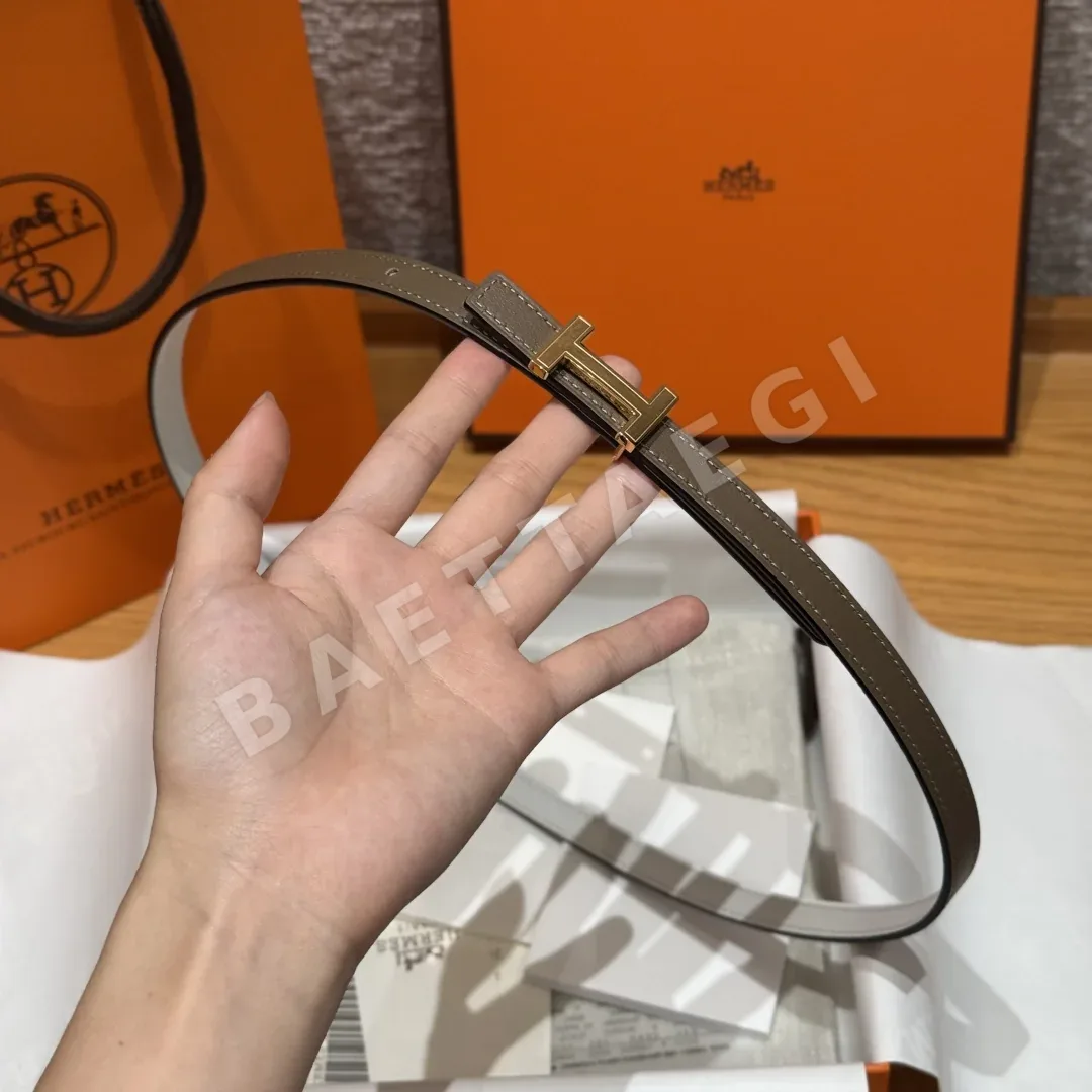 에르메스 미니 H 버클 양면 가죽 벨트 상세 이미지 4