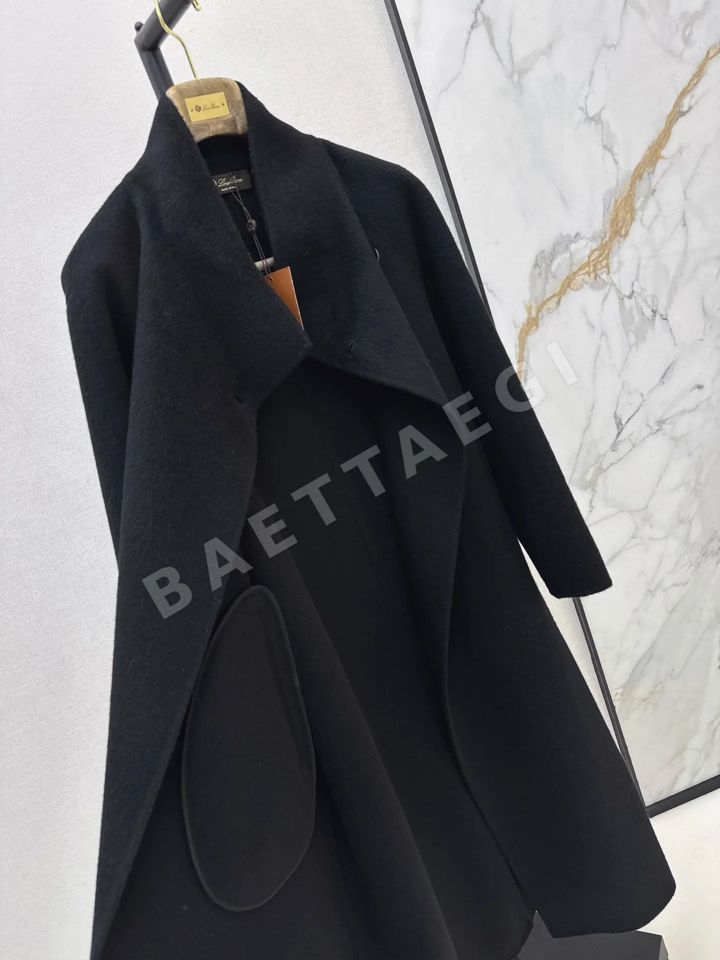 로로피아나 스탠드카라 울 양면 롱 코트 자켓 상세 이미지 7