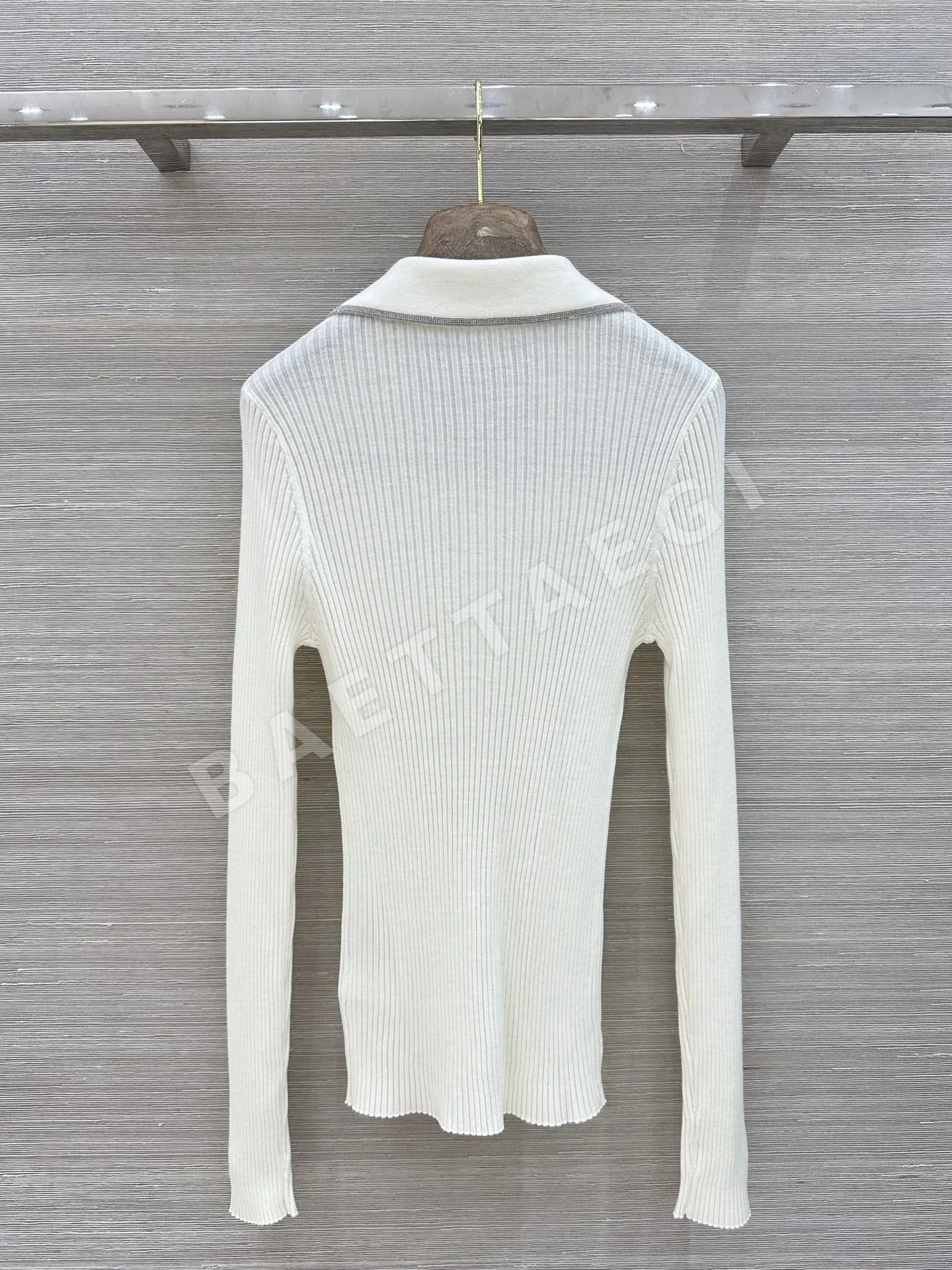 브루넬로쿠치넬리 폴로 카라 체인 스트랩 메리노울 니트 탑 상세 이미지 9