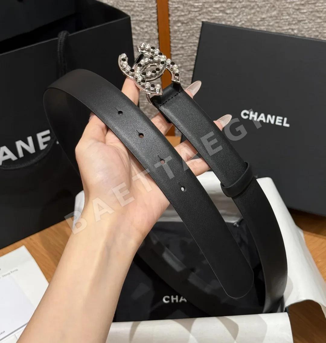 샤넬 클래식 더블 C 골드 버클 소가죽 벨트 상세 이미지 4
