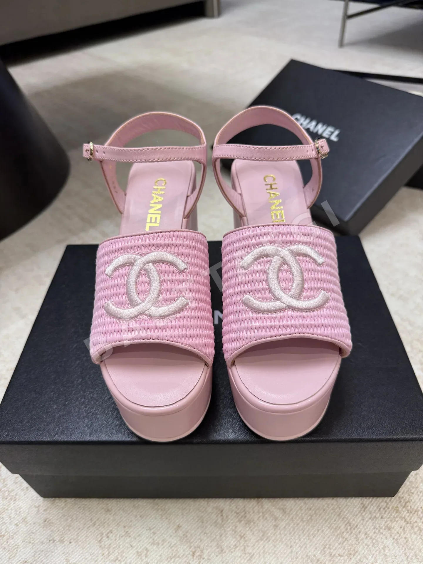 샤넬 나일론 직조 플랫폼 신발 42306
