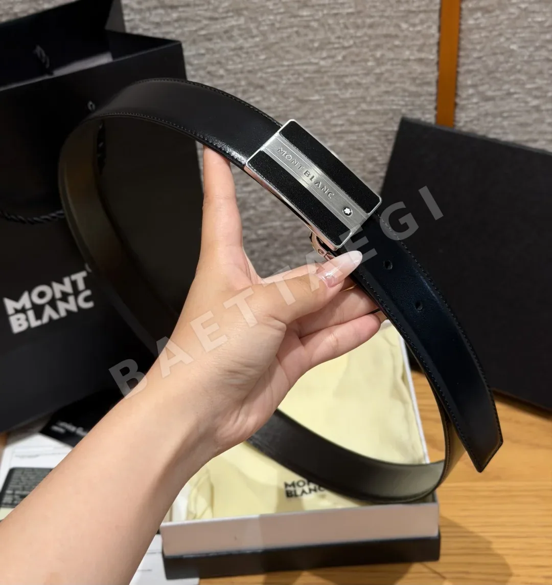 몽블랑 양면 자동 버클 가죽 벨트 상세 이미지 2