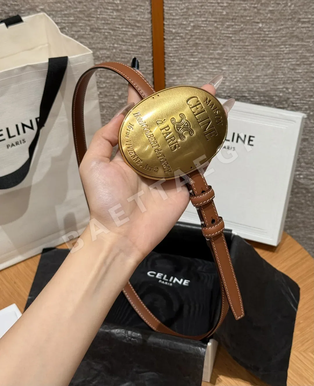 셀린느 라펠 버클 13mm 가죽 벨트 상세 이미지 3