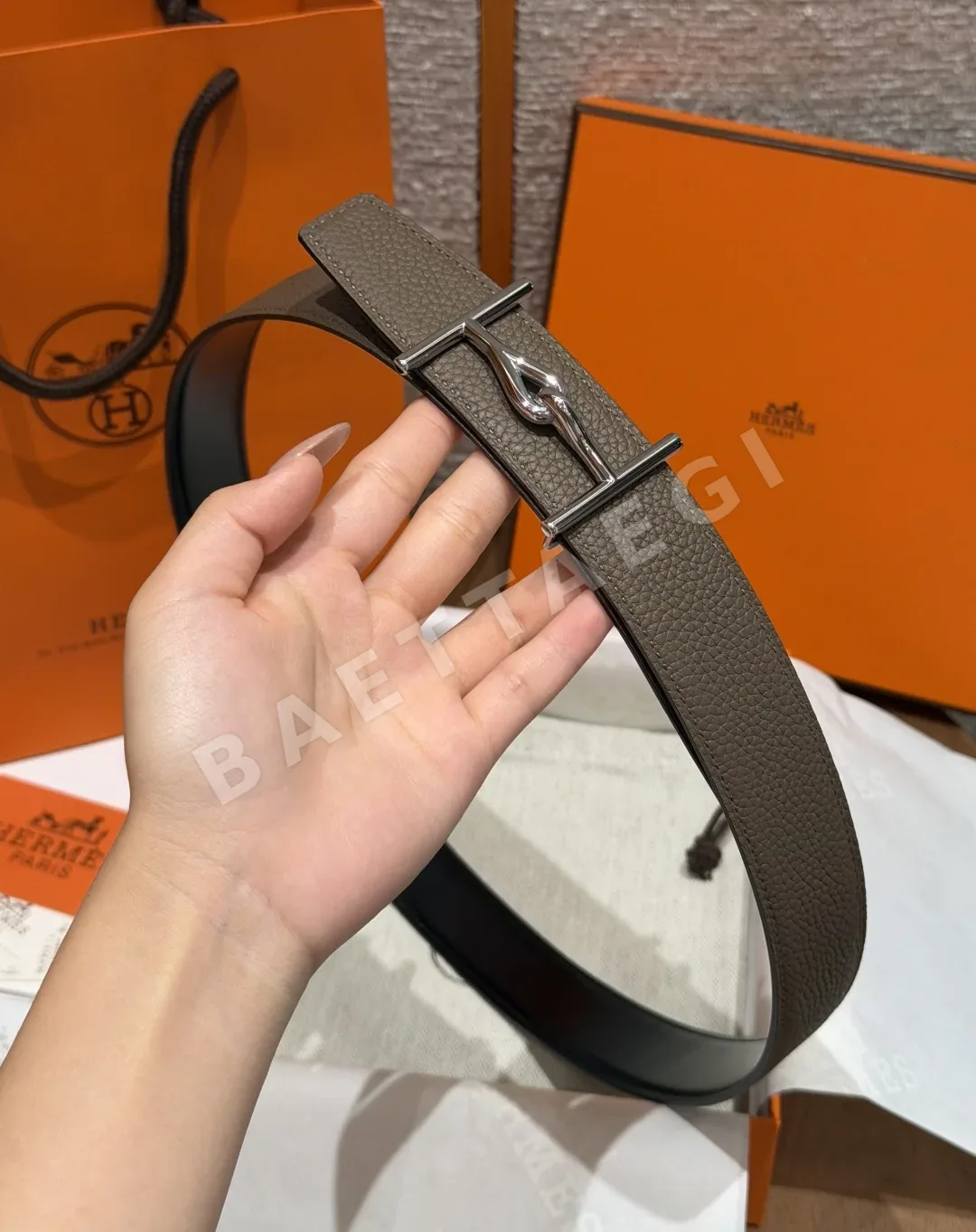 에르메스 H브랜드 점보 버클 리버서블 가죽 벨트 상세 이미지 3