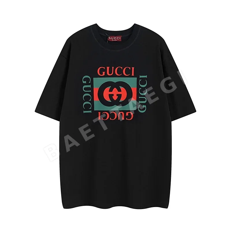 구찌 블록 레터 프린트 반팔 티셔츠
