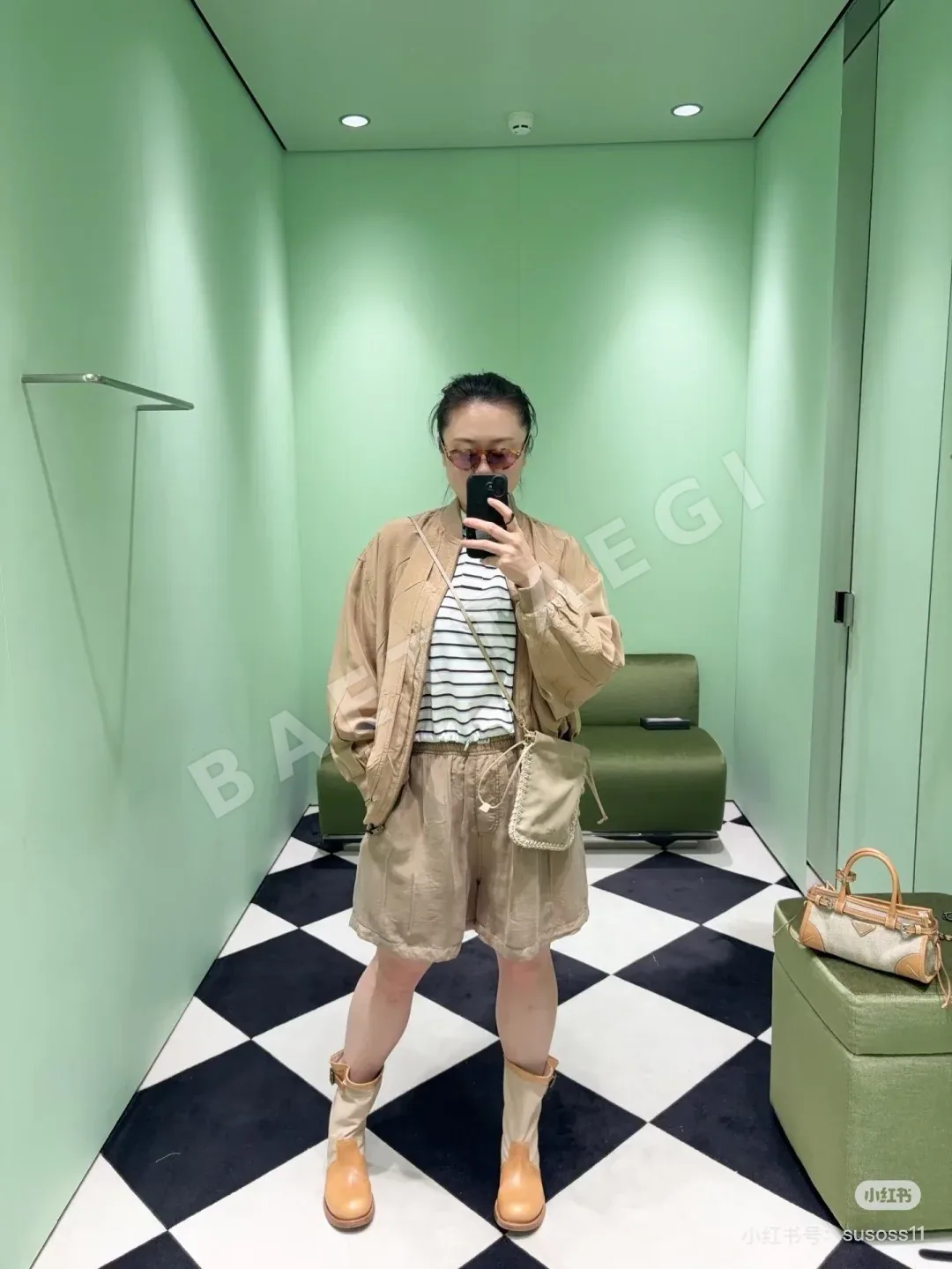 프라다 어스 컬러 주름 큐프라 루즈 재킷 세트 상세 이미지 6