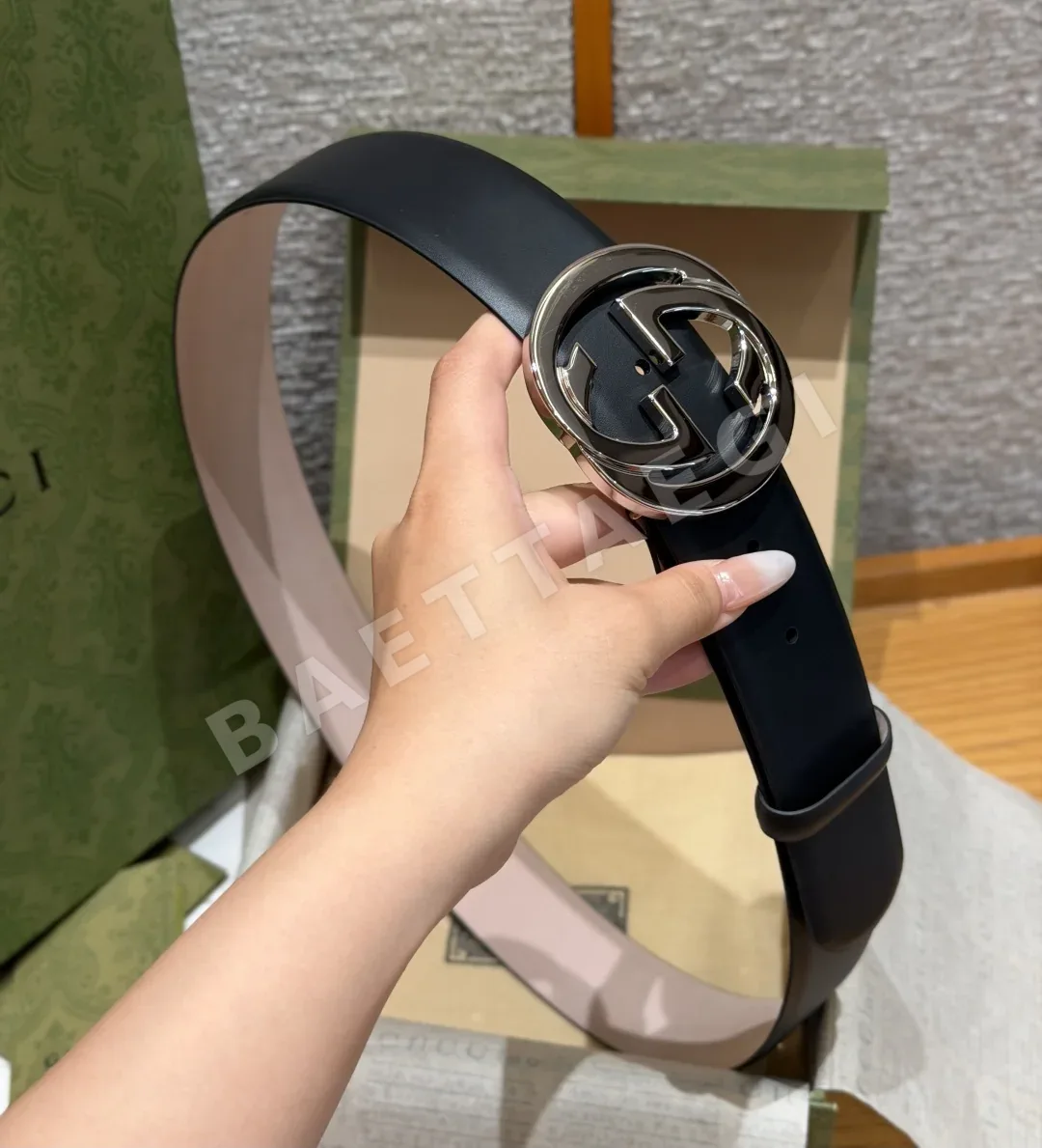 구찌 더블 G 버클 가죽 벨트 40mm 상세 이미지 3