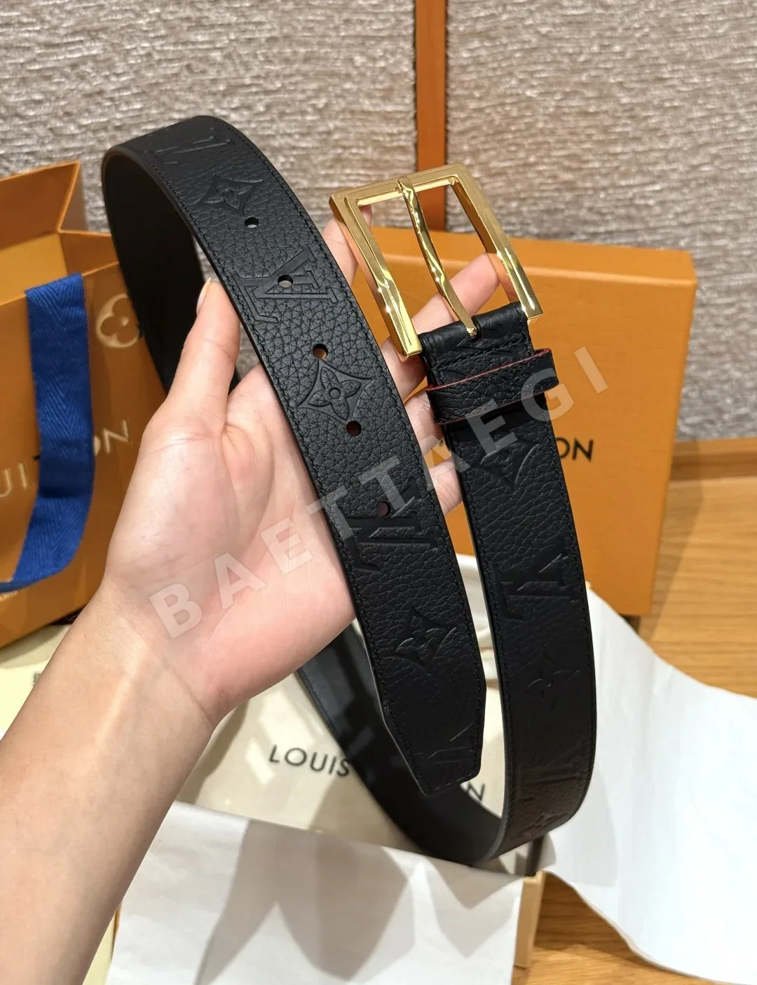 루이비통 모노그램 코팅 캔버스 가죽 벨트 상세 이미지 5