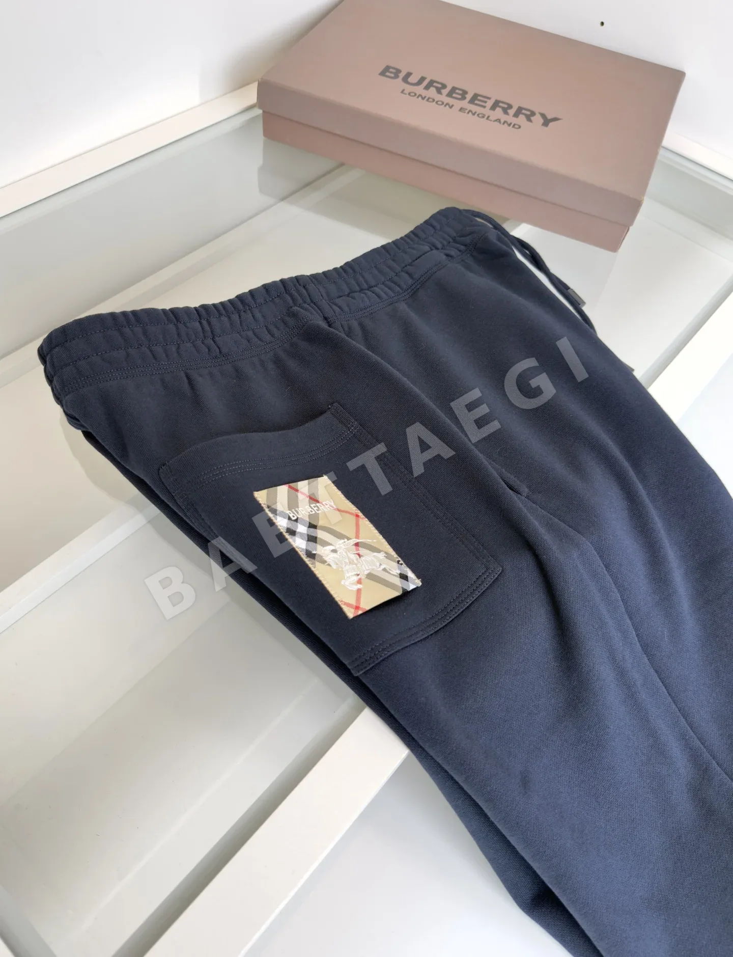 버버리 체크 라벨 면 와이드 남성 바지 상세 이미지 7