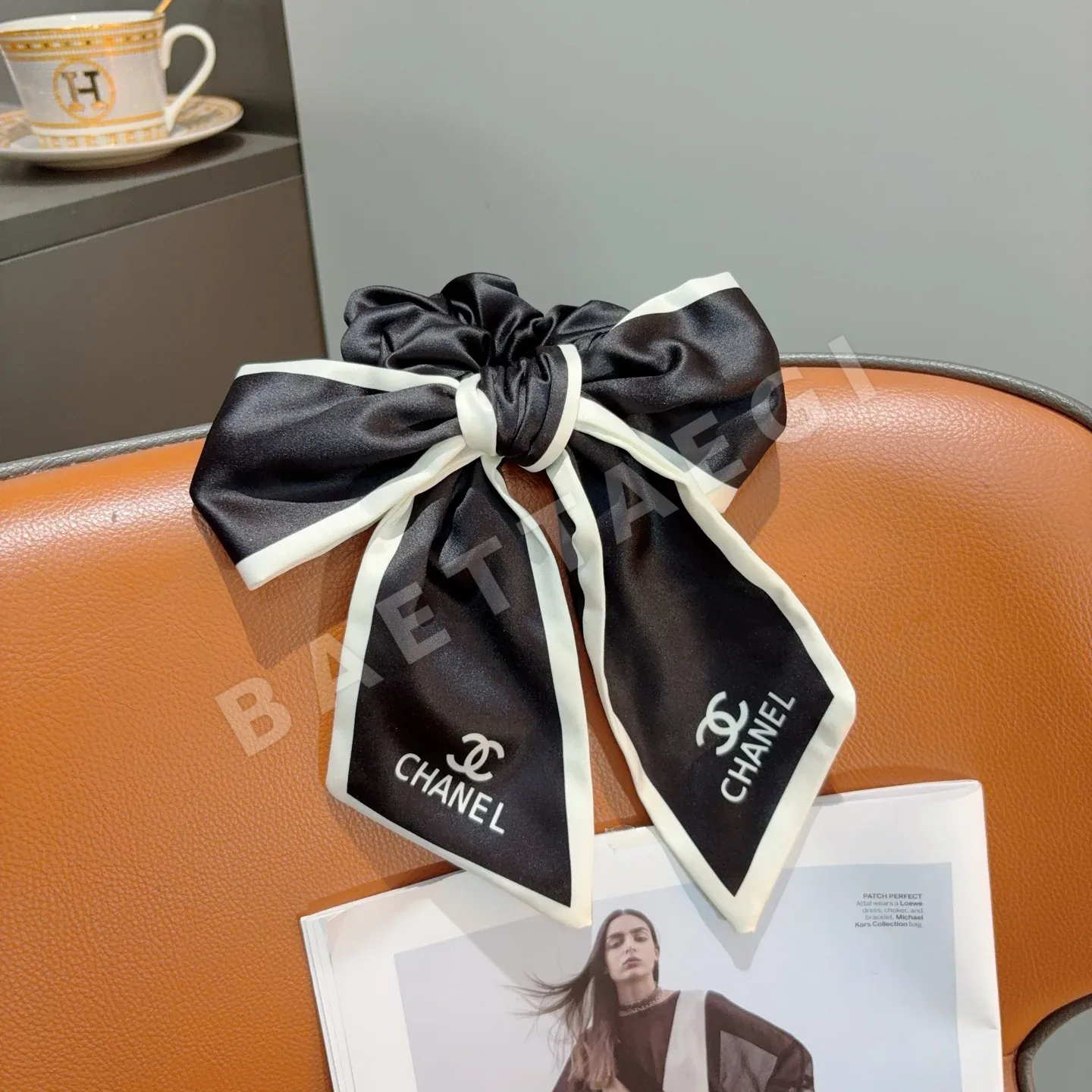 샤넬 로고 리본 포니테일 헤어고무 세트 182819
