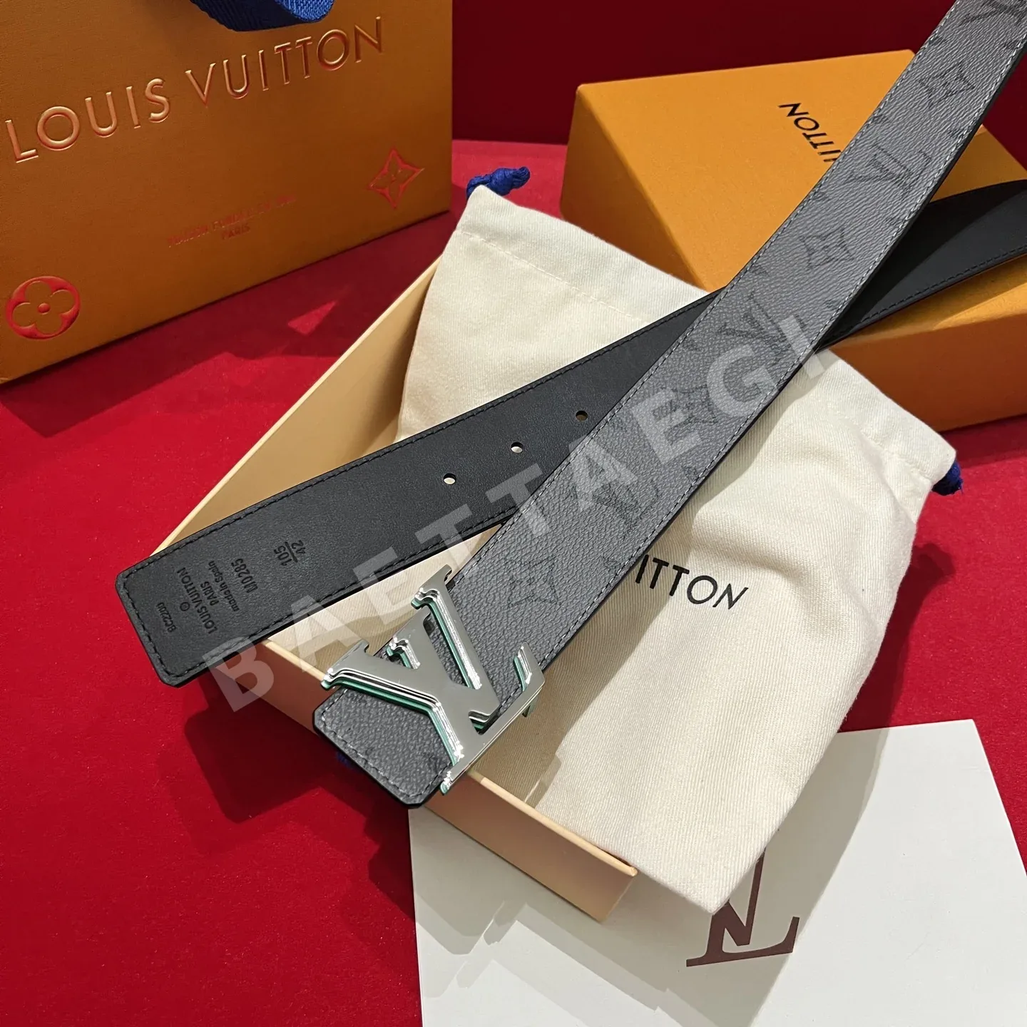 루이비통 LV 옵티컬 버클 캔버스 벨트 57521