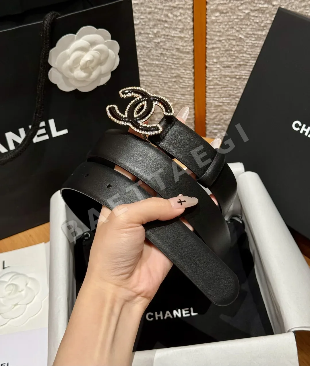 샤넬 더블 C 골드 버클 소가죽 벨트 상세 이미지 2