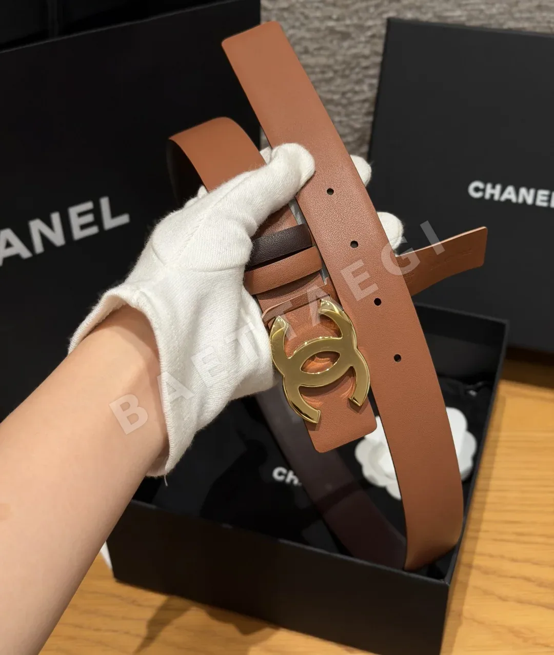 샤넬 리버시블 카프스킨 더블 C 버클 벨트 상세 이미지 7