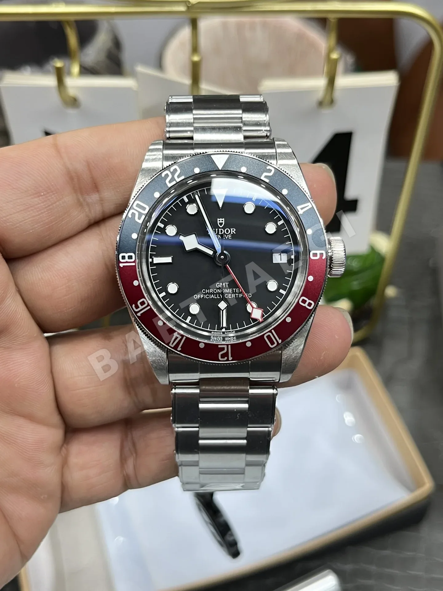 튜더 블랙베이 GMT 레드 블루 베젤 ZF 공장 2836 오토매틱 남성 시계 레플리카 45587 Tudor