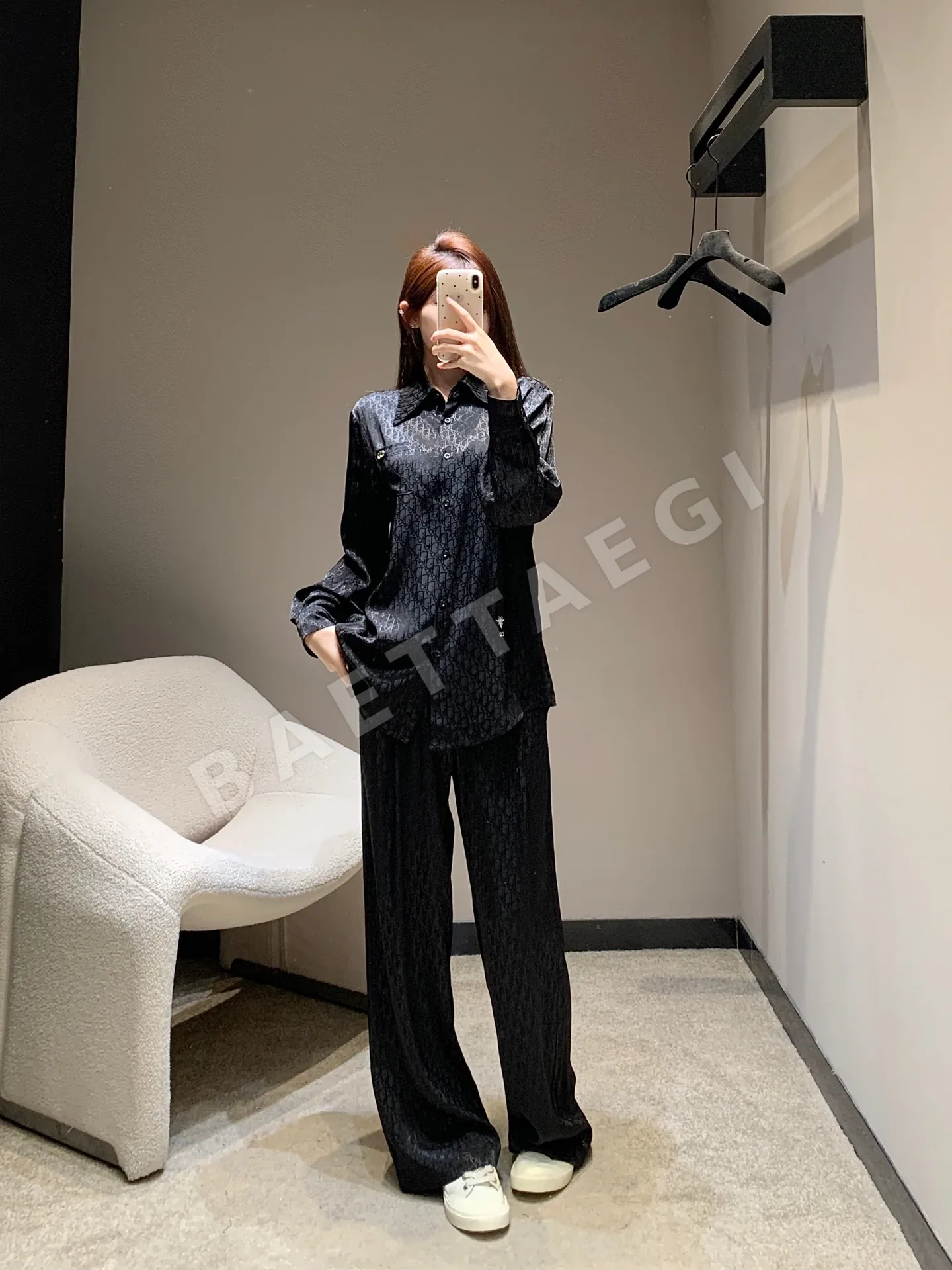 디올 레터 프린트 레이온 셔츠 바지 세트 상세 이미지 6