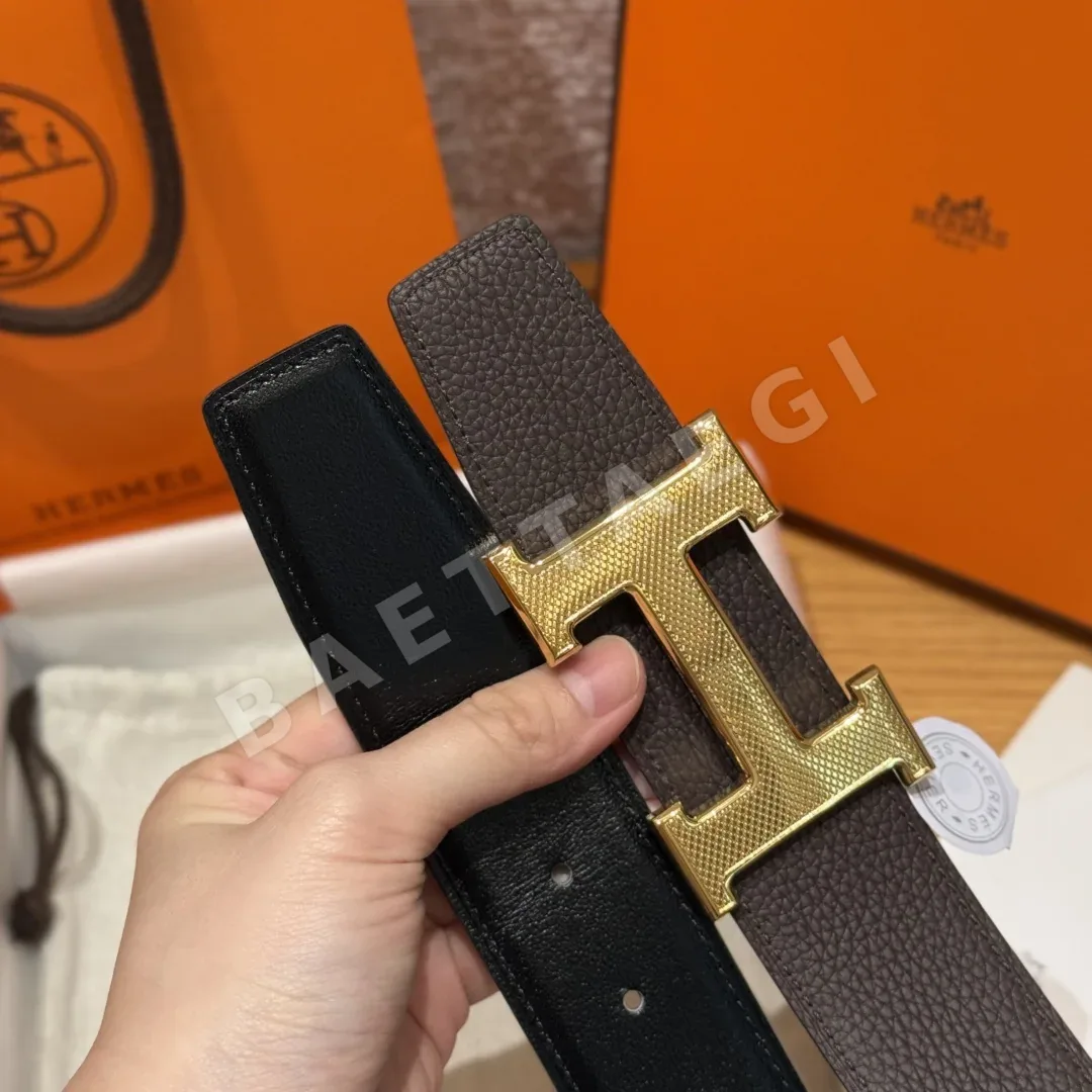 에르메스 엠보스 가죽 양면 벨트 상세 이미지 4
