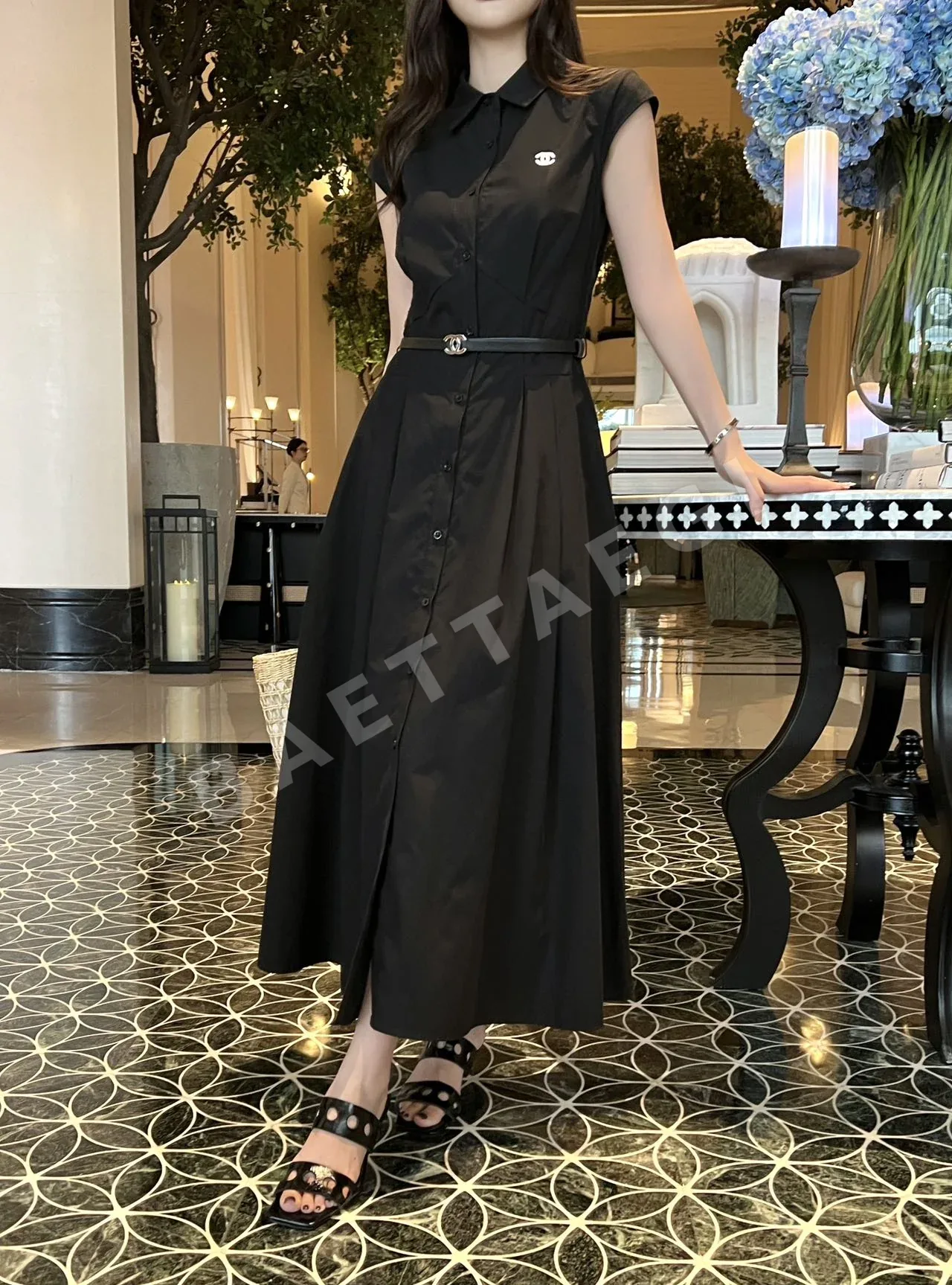 샤넬 민소매 A라인 원피스 여성용 상세 이미지 5