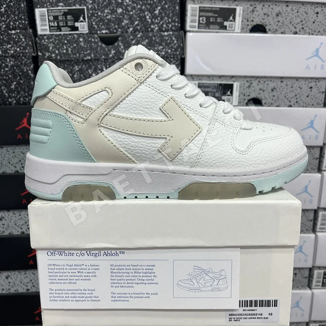 오프화이트 아웃 오브 오피스 OOO 로우 탑스 아이보리 블루 202404 Off White Out Of Office OOO Low Tops