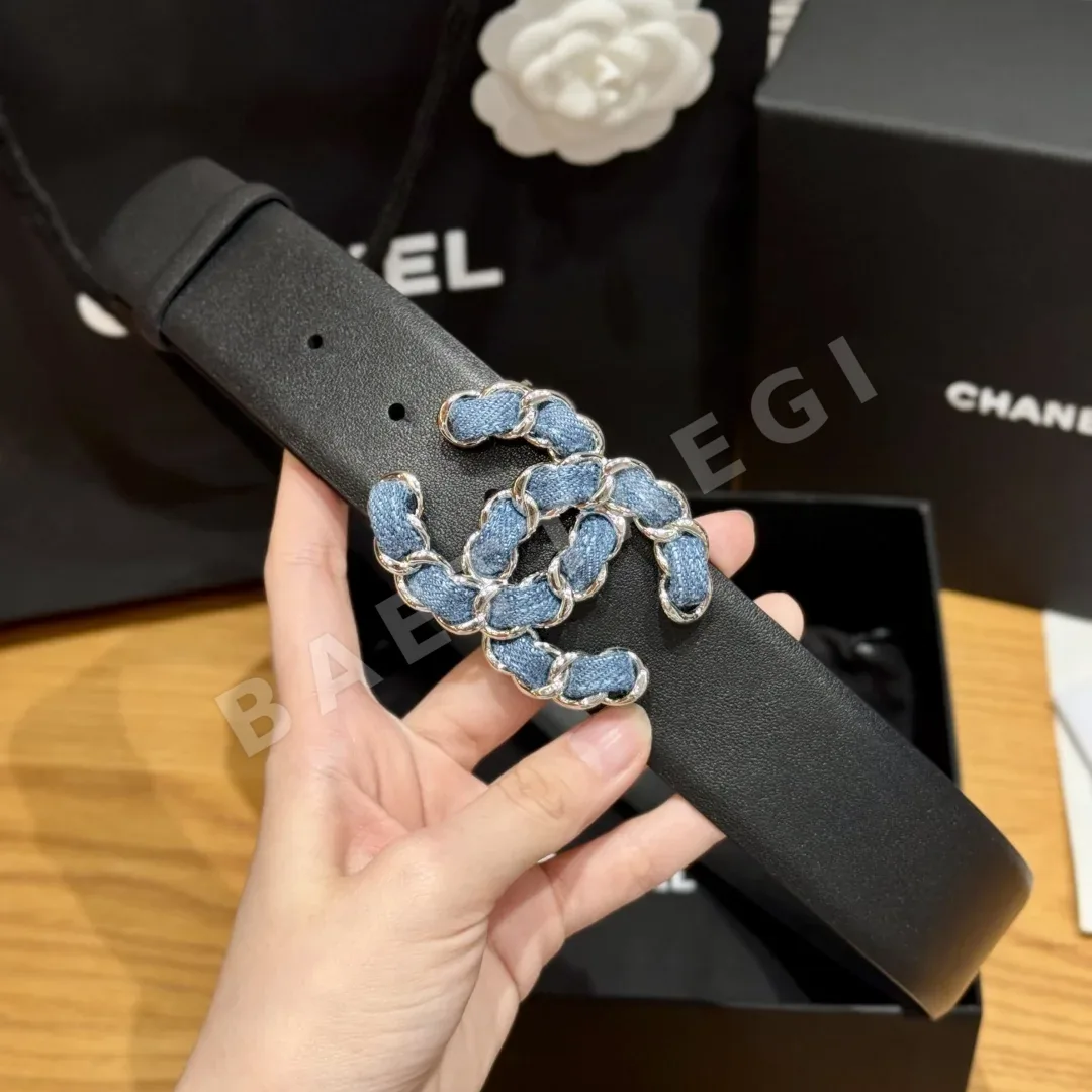 샤넬 더블 C 버클 카프스킨 가죽 벨트 상세 이미지 4
