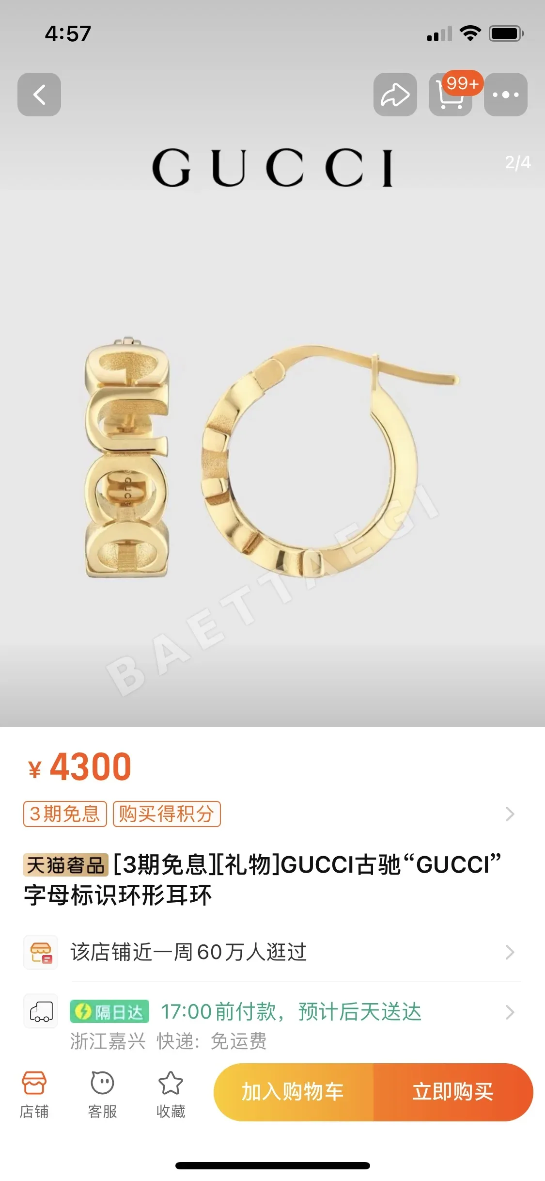 구찌 귀걸이 55801 Gucci Earrings 상세 이미지 3
