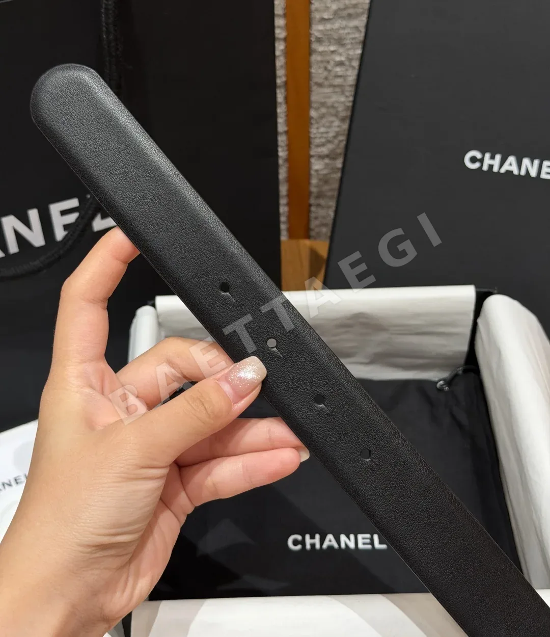 샤넬 라인스톤 사각 버클 소가죽 벨트 상세 이미지 8