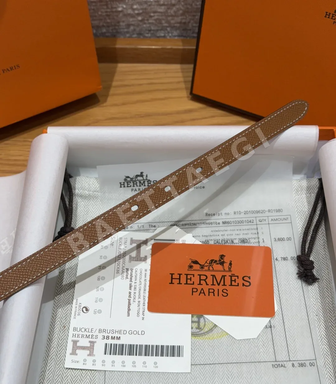 에르메스 H브랜드 금장 자물쇠 양면 가죽 벨트 상세 이미지 6