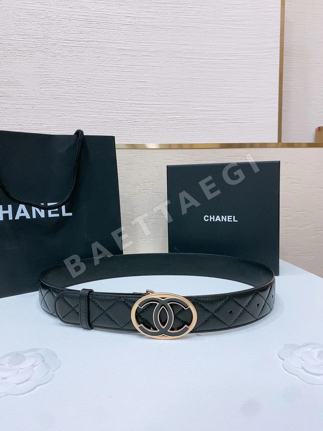 샤넬 램스킨 다이아몬드 퀼팅 벨트 58541