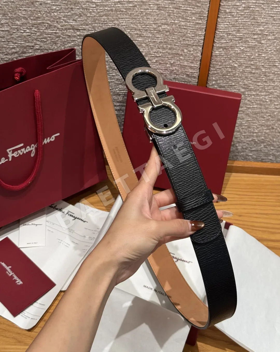 페레가모 간치니 버클 양면 조절 벨트 상세 이미지 4