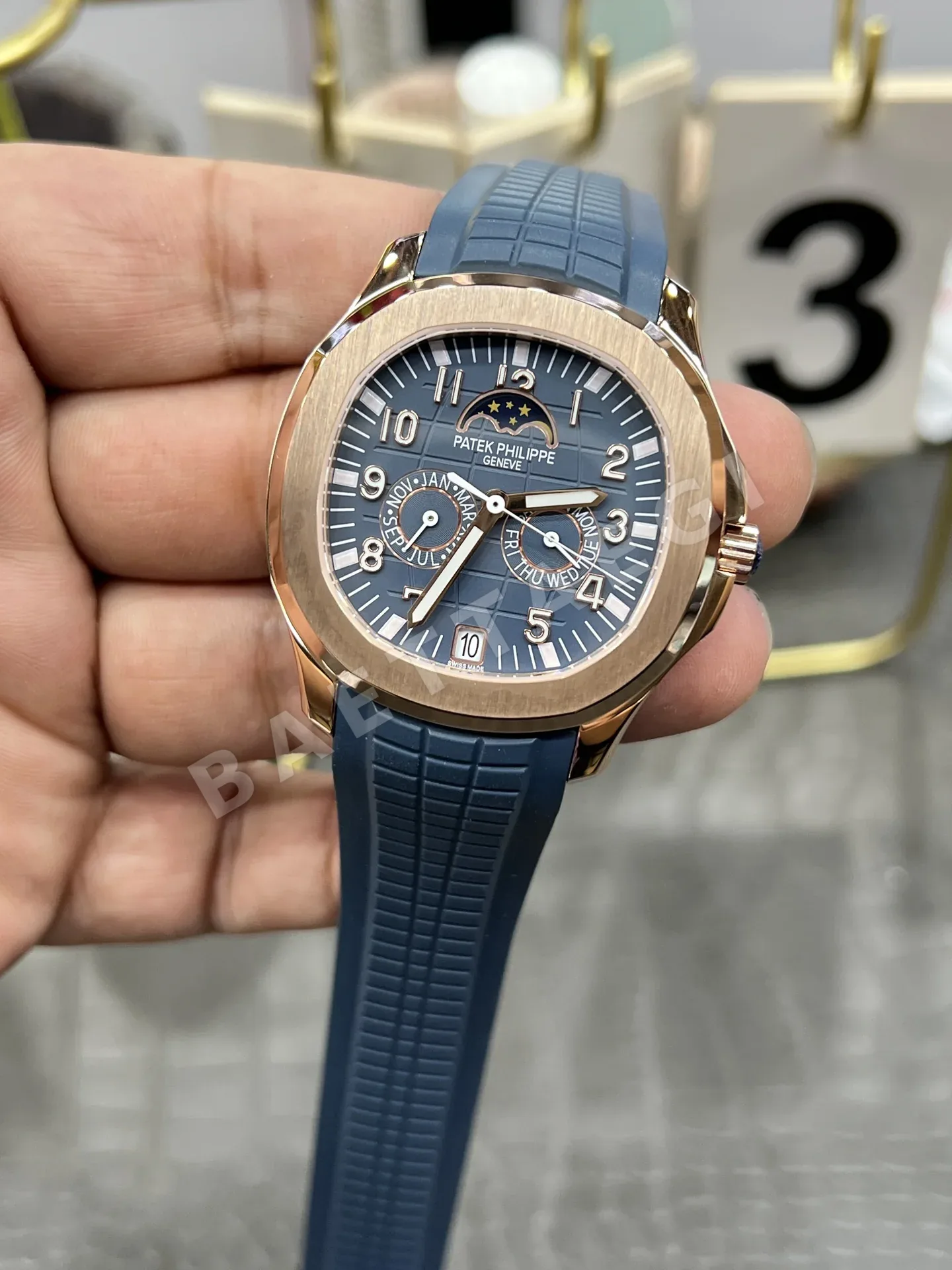 파텍필립 아쿠아넛 5261 R 다이아 자동 블루 다이얼 로즈골드 3K 공장 레플리카 43970 Patek Philippe 상세 이미지 3