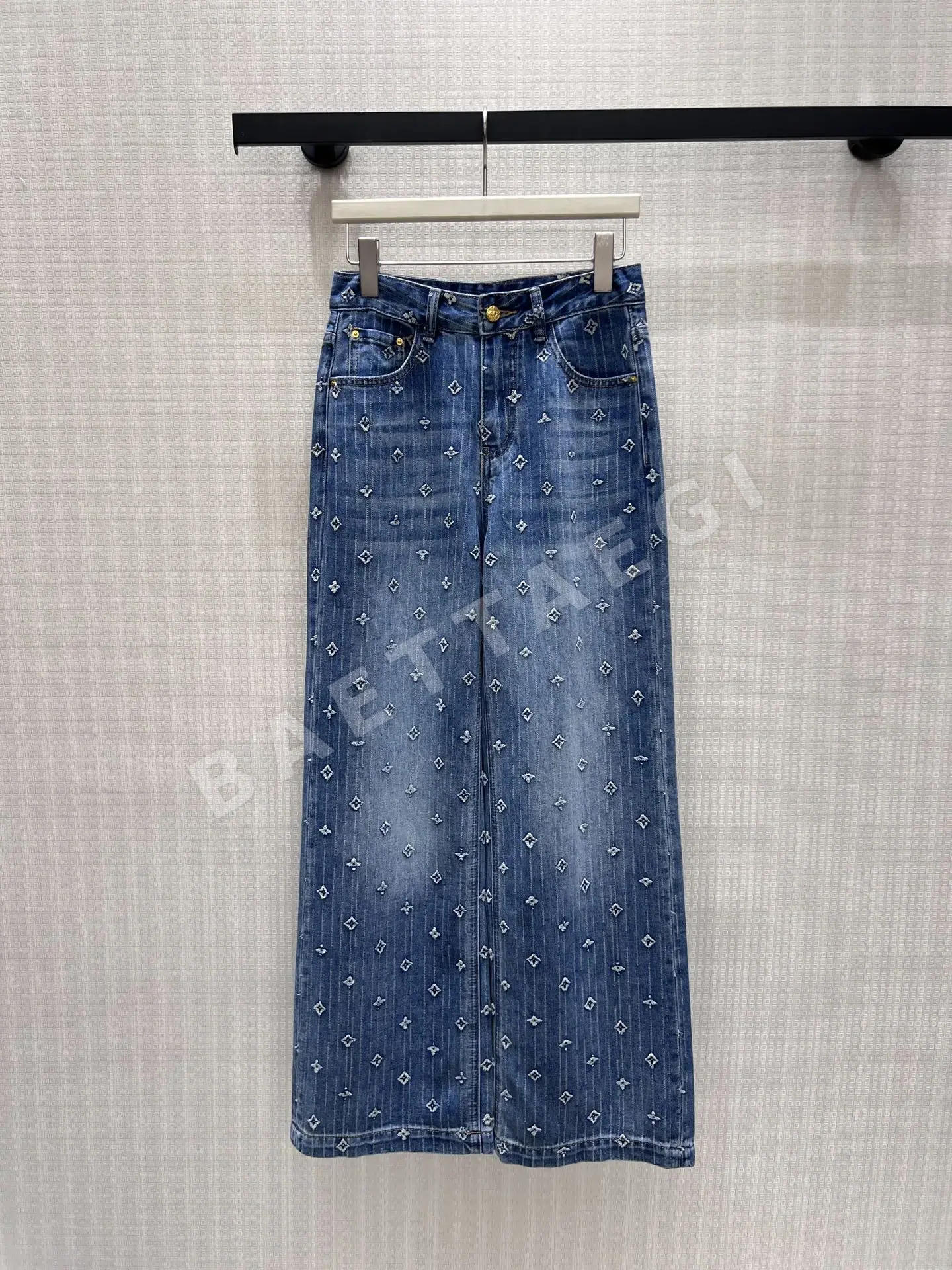 루이비통 투톤 자카드 와이드 레그 여성 바지 203925