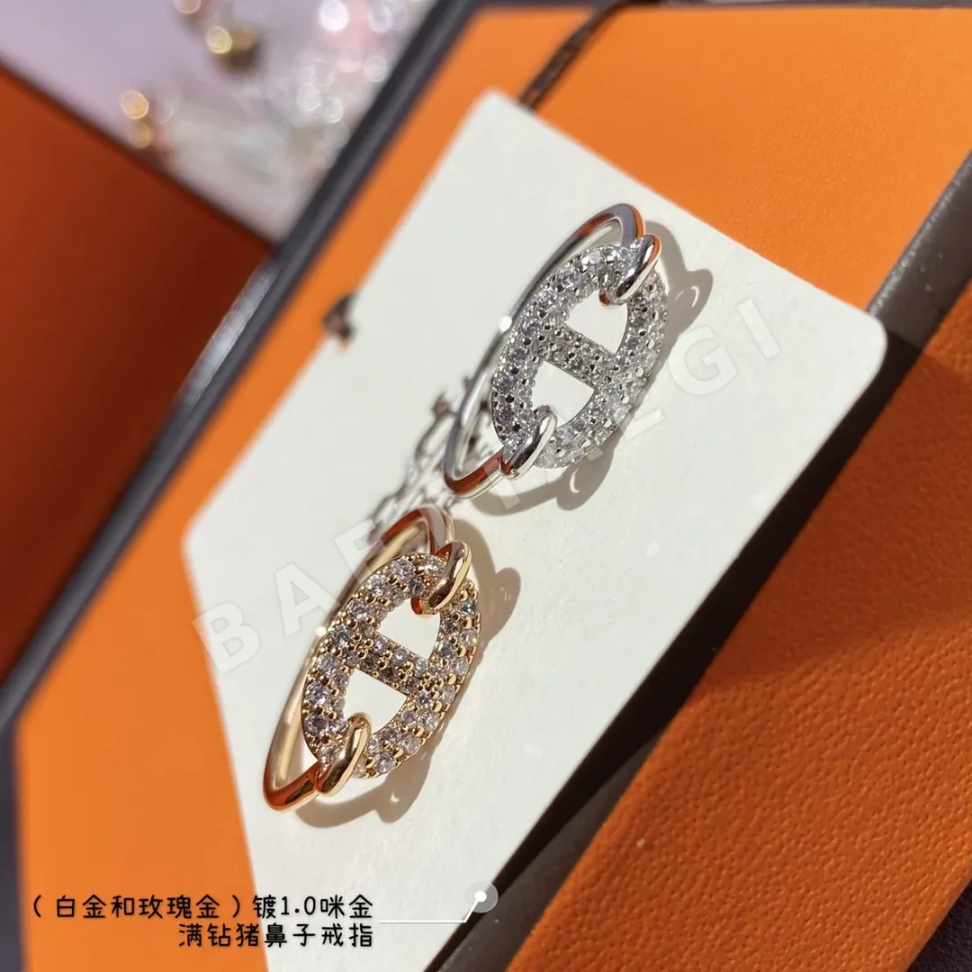 에르메스 돼지 코 로고 다이아몬드 반지 상세 이미지 3