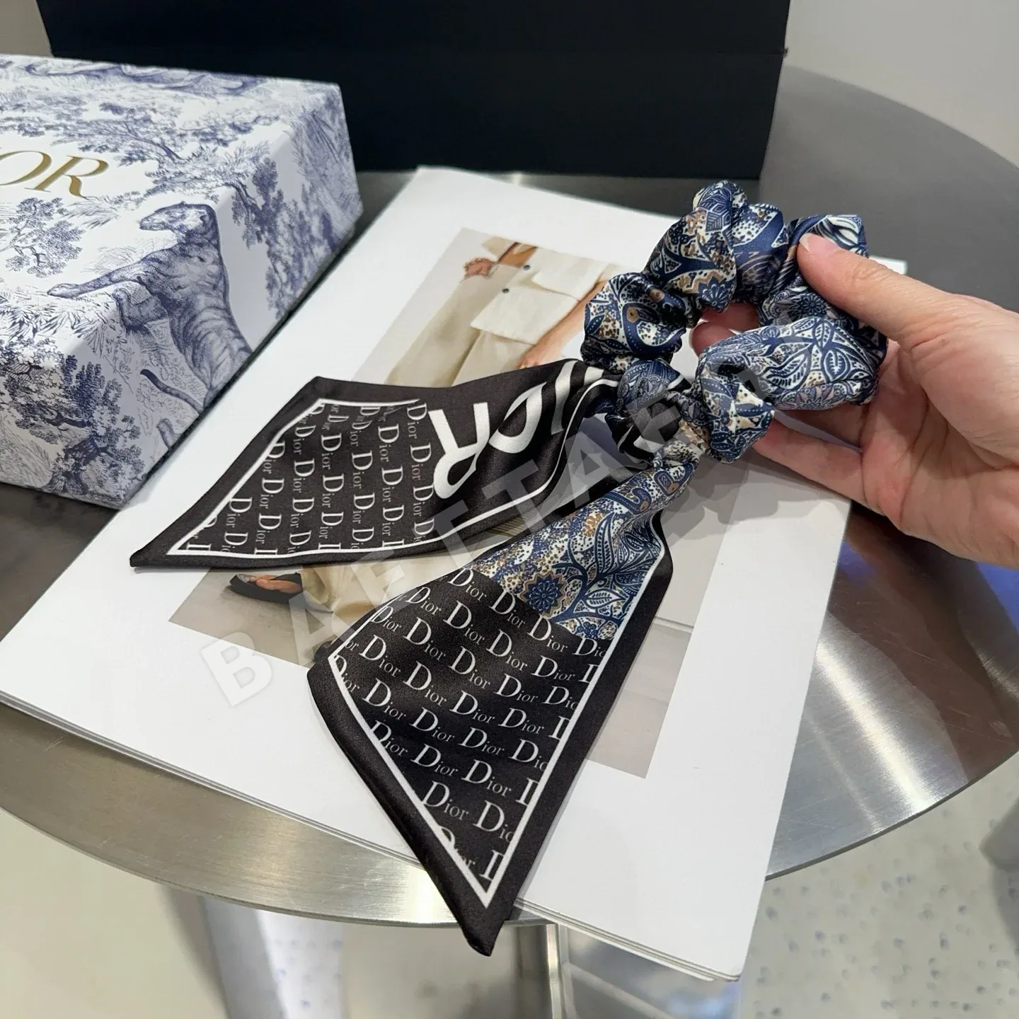 디올 CD 리본 헤어타이 상세 이미지 3