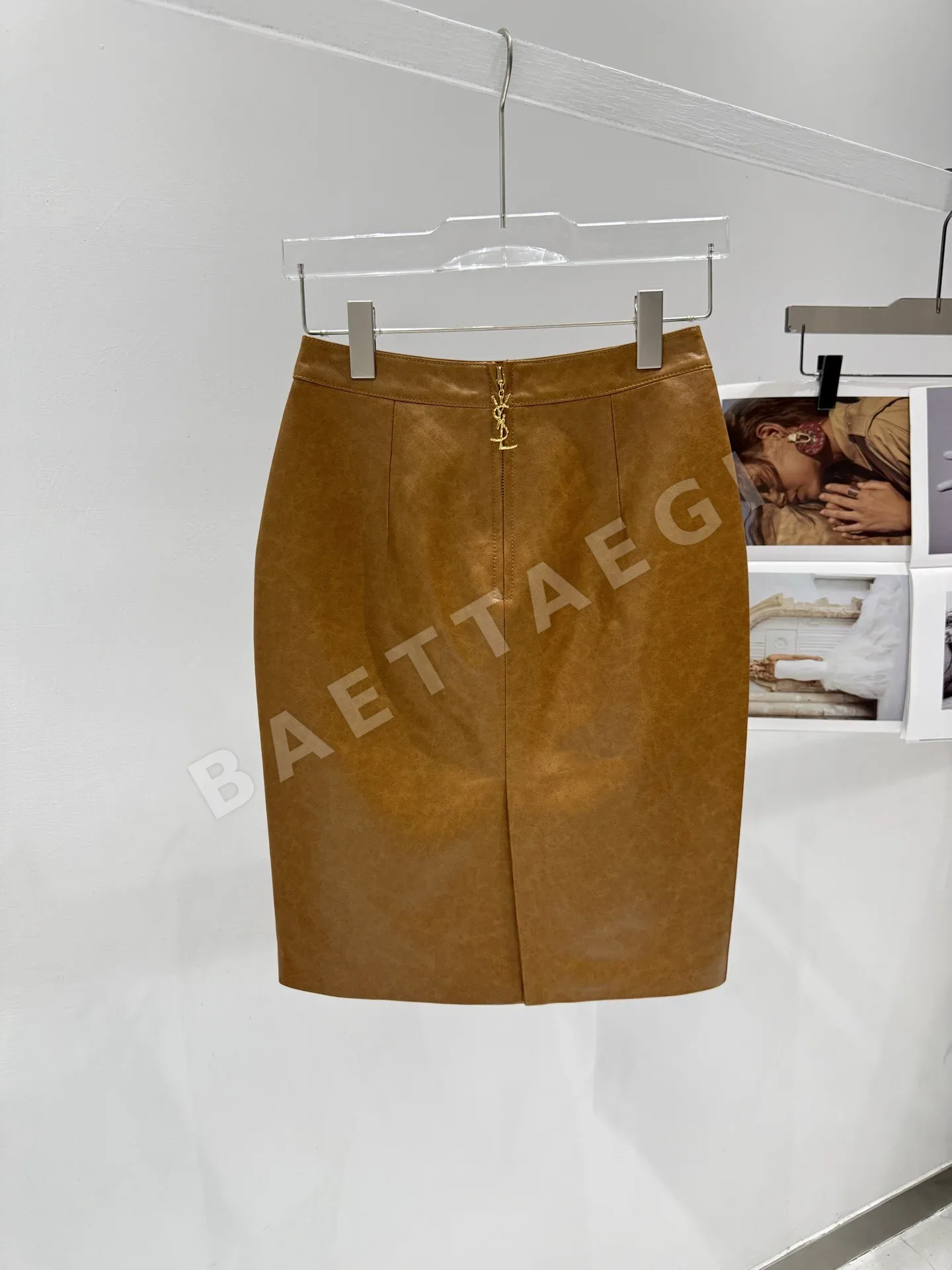 생로랑 여성 레더 스커트 상세 이미지 6
