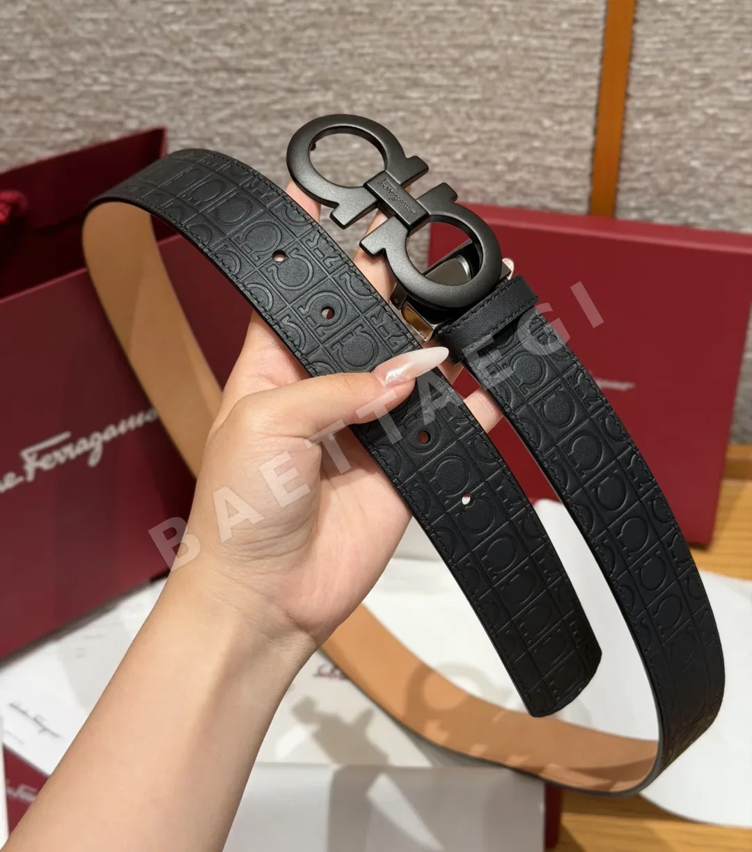 페레가모 JD350 양면 간치니 버클 벨트 35mm 상세 이미지 4