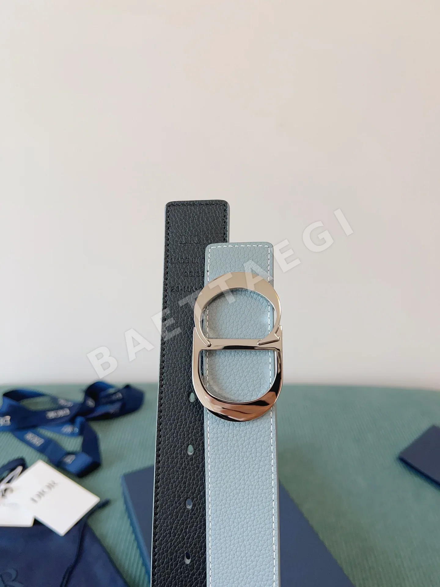 디올 블랙 윈드 블루 가죽 벨트 상세 이미지 3