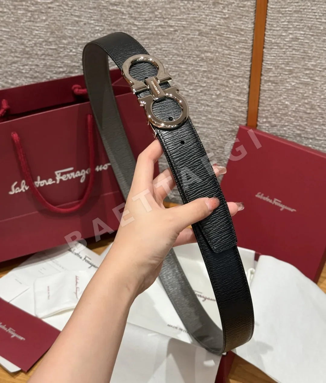 페레가모 간치니 리버시블 가죽 벨트 상세 이미지 3
