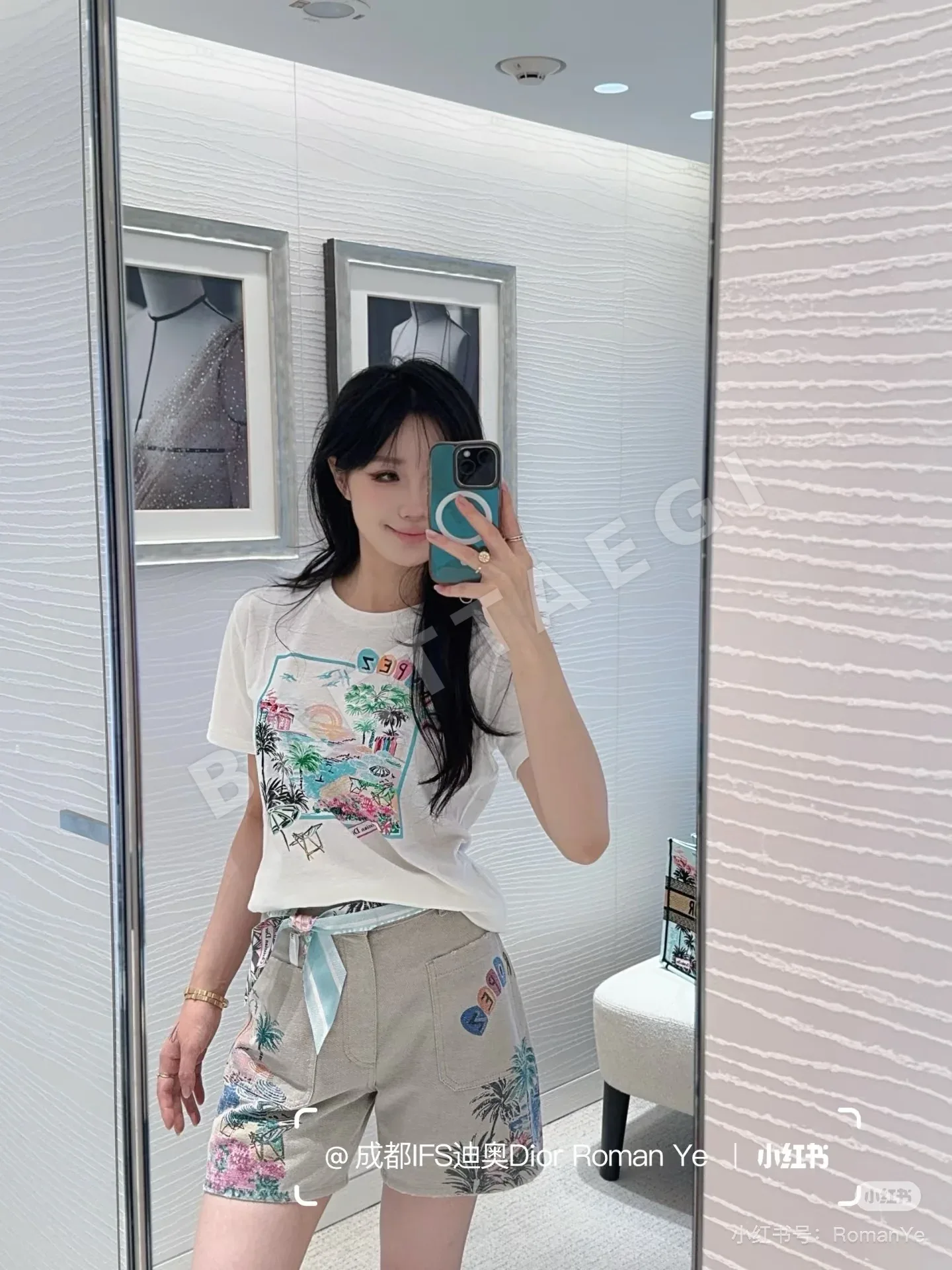 디올 프린트 데님 재킷 반바지 세트 96469